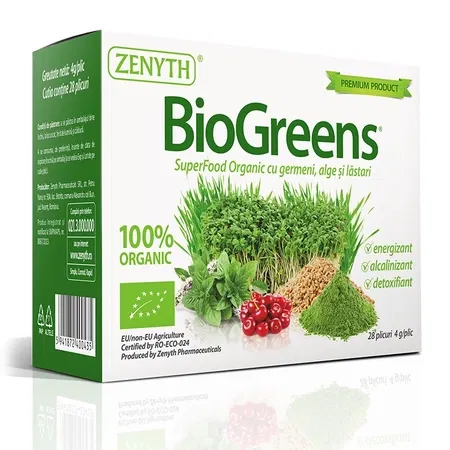 Anya és gyerek - BioGreens SuperFood Organic cu germeni, alge si lastari, 28 plicuri, Zenyth