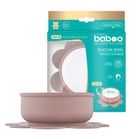 BABOO-Bol Silicon cu Ventuza Baboo - roz, 6 luni+ [0]