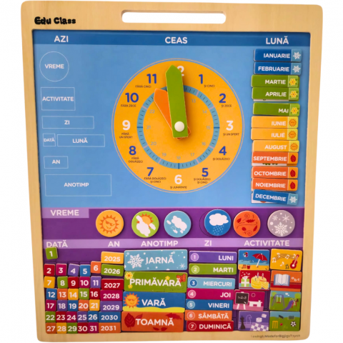 Óvodai anyagok - BigJigs-Calendar-magnetic-vremea-limba-romana