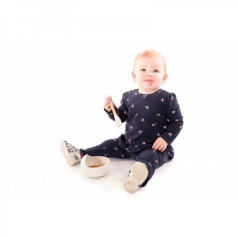 Baba játékok - Castronel cu ventuza din silicon Bo Jungle si lingurita Gri