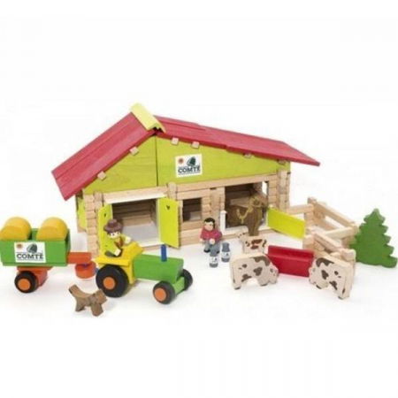 Szezonális játékok - Jeu-Jura-Casuta-Ferma-cu-tractor-si-animale-140-piese