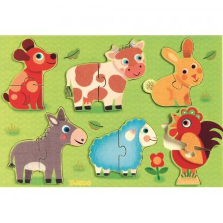 Montessori játékok - Djeco-Puzzle-Coucou-Animalute-de-la-ferma