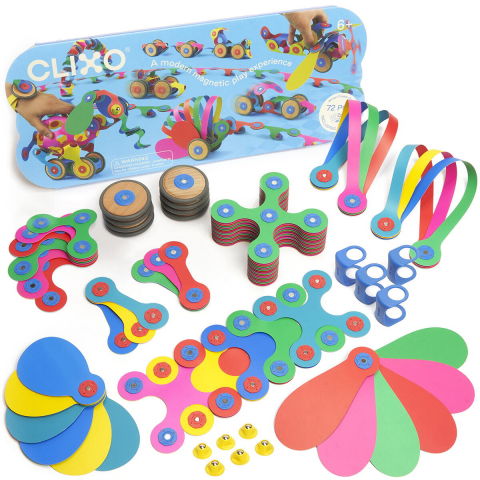 Ajándékok 5 éves gyerekeknek - Clixo mágneses építőjáték - Kerekes modellek (72 db)