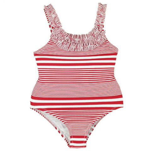 Jucarii 1-3 ani - Mayoral-Costum de baie intreg (3752) cu dungi, Rosu/Alb, 1 an, 80 cm