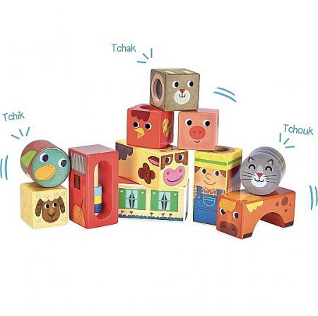 Set constructie copii - Vilac-Cuburi-Activitati-Ferma