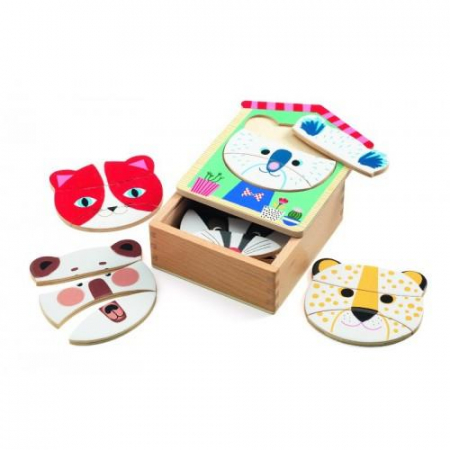 Klasszikus kirakós - Djeco-Face-mix-Puzzle-lemn