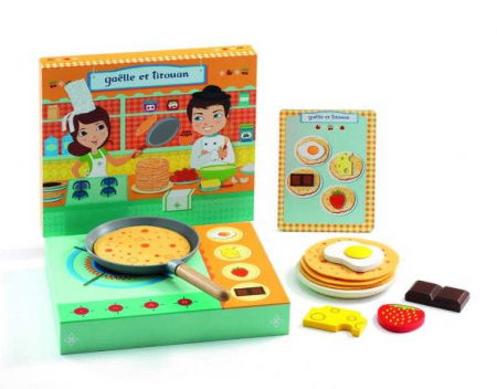 Bucatarii pentru copii - Djeco-Gaelle-si-Titouan-Set-de-facut-clatite