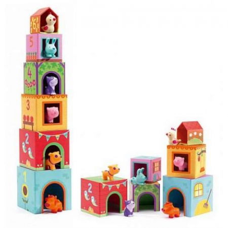 Cuburi de construit - Djeco-Topanifarm-Joc-cu-cuburi-si-figurine