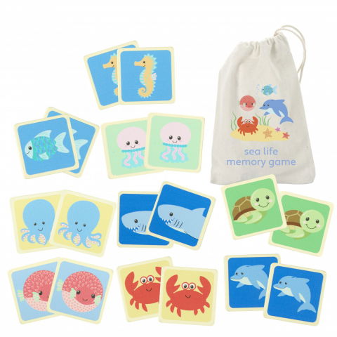 Társasjátékok - Orange Tree Toys-Joc de memorie din lemn cu vietatiile marii, Orange Tree Toys