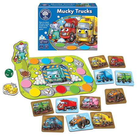 Materiale gradinita - Orchard Toys Joc de societate Camioane Noroioase MUCKY TRUCKS