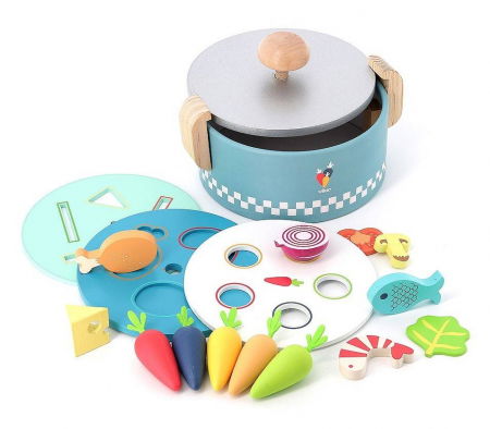 Bucatarii pentru copii - Vilac Joc Sortator de Forme Alimente