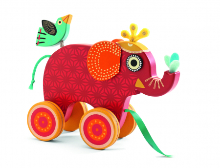 Jucarii educative - Djeco-Jucarie-de-tras-elefantul-Indy