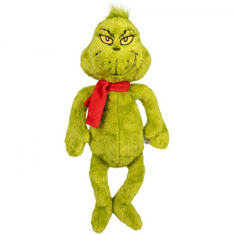 Jucarii 0-1 ani - Jucarie din plus Grinch cu fular, 35 cm (asezat)