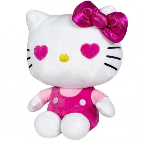 Jucarii 0-1 ani - Jucarie din plus Hello Kitty cu salopeta roz, Editie aniversara, 22 cm