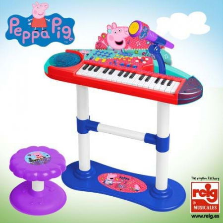 Oktató játékok - Reig Musicales-Keyboard electronic cu microfon si scaunel Peppa Pig