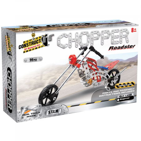 Ajándékok 7 éves gyerekeknek - Construct It-Kit STEM Motocicleta Chopper, nivel incepator