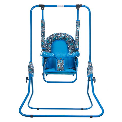 Játékok 1-3 éveseknek - Leagan pentru copii, AppeKids, cu spatar reglabil si bara detasabila, Blue Hearts