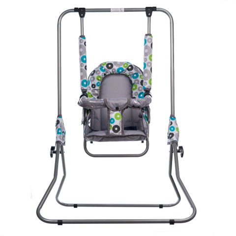 Játékok 1-3 éveseknek - Leagan pentru copii, AppeKids, cu spatar reglabil si bara detasabila, Grey Flowers