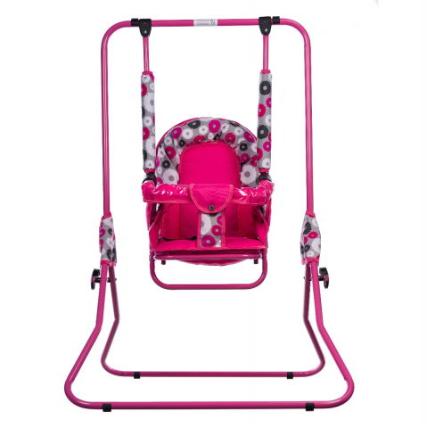 Játékok 1-3 éveseknek - Leagan pentru copii, AppeKids, cu spatar reglabil si bara detasabila, Pink Flowers