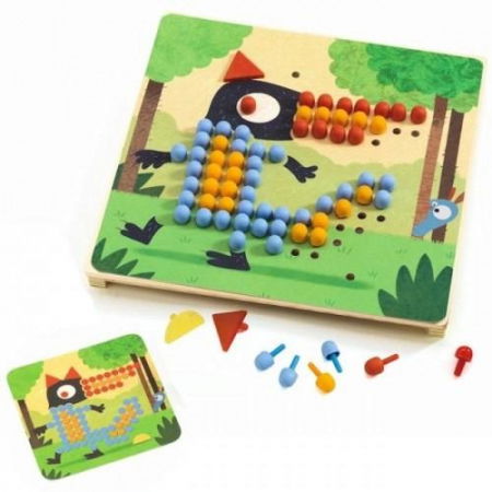 Állatfigurák játékok - Djeco-Mozaic-rigolo-Joc-cu-piuneze