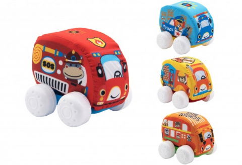 Első fogalmak játékok - Masinuta bebe moale cu pullback Globo Vitamina G din material textil