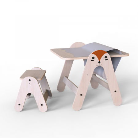 Játékok 1-3 éveseknek - MamaToyz Masuta si tabla 2 in 1 cu scaunel Massam Vulpita MamaToyz