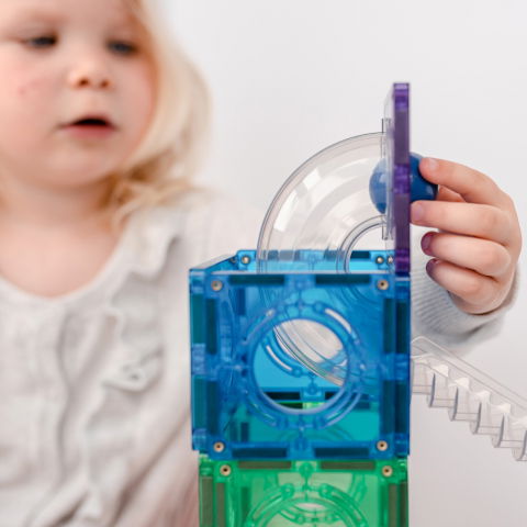 Pachet Connetix Rainbow Ball Run, 92 Piese – Circuit Magnetic cu Bile, Educatie STEM, Distractie Dinamica [1]