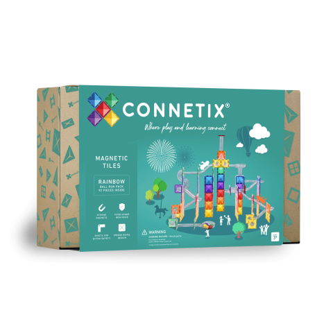 Pachet Connetix Rainbow Ball Run, 92 Piese – Circuit Magnetic cu Bile, Educatie STEM, Distractie Dinamica [0]