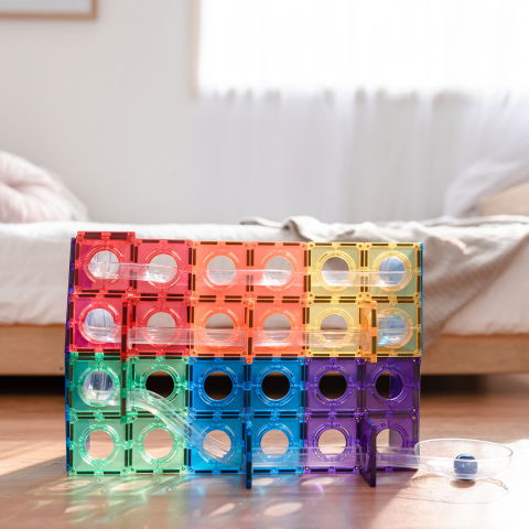 Pachet Connetix Rainbow Ball Run, 92 Piese – Circuit Magnetic cu Bile, Educatie STEM, Distractie Dinamica [4]