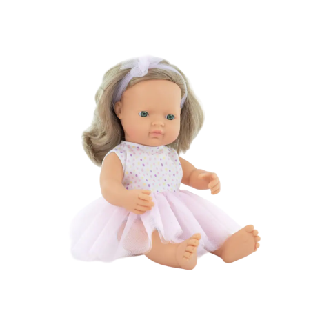 Játékok 0-12 hónaposoknak - Papusa fetita caucazian blond inchis 38 cm in rochita, corp parfumat, colectia My Friends and Me