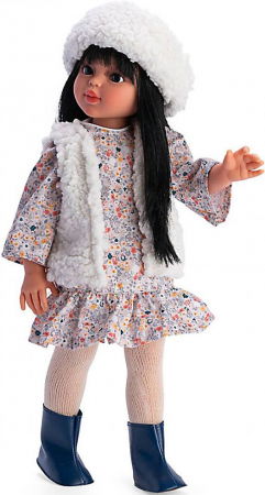 Mesemondás - Asivil S.L.-Papusa Sabrina Bruneta cu Vesta si Caciulita Alba 40cm