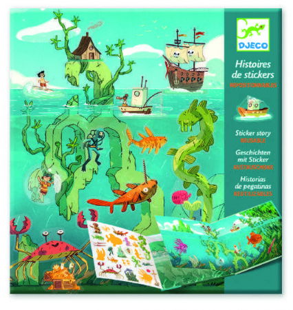 Ügyességi játékok - Djeco-Planse-cu-abtibilduri-repozitionabile-Aventuri-pe-mare