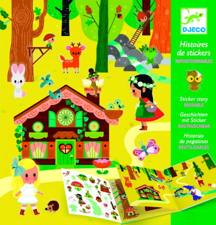 Ügyességi játékok - Djeco-Planse-cu-abtibilduri-repozitionabile-Padurea-fermecata