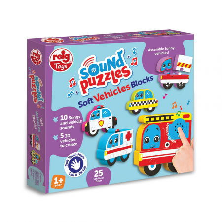 Keresztelő ajándékok - Reig Musicales-Puzzle blocks cu sunete - Vehicule