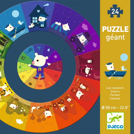 Ajándékok 4 éves gyerekeknek - Djeco Puzzle circular Djeco culori