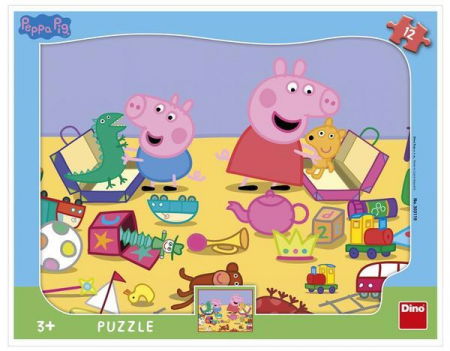 Játékok 6 éves kortól - Dino Puzzle cu rama - La joaca cu Peppa Pig 12 piese 