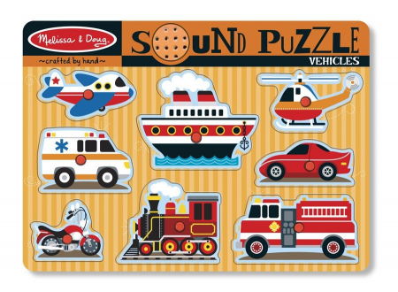 Kirakós játékok - Melissa-Doug-Puzzle-cu-sunete-Vehicule