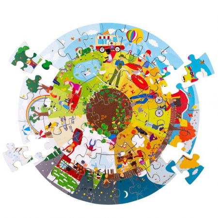 Puzzle-uri - BigJigs-Puzzle de podea circular - Anotimpurile