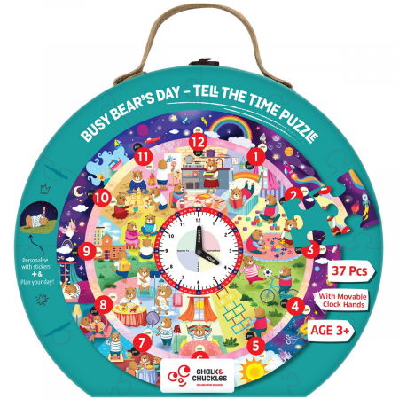 Játékok 3 éves kortól - Chalk and Chuckles Puzzle - Invatam ceasul cu ursuletul