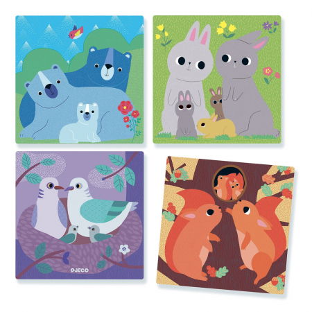 Ajándékok 4 éves gyerekeknek - Djeco-Puzzle-vertical-cu-cuburi-Djeco-Puzz-Up-Forest