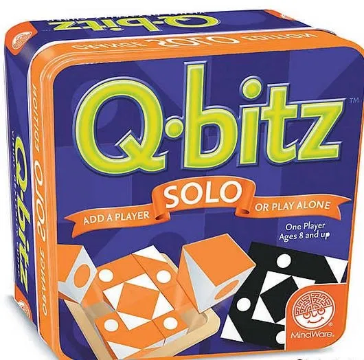 Logikai játékok - MindWare Q-bitz Solo: Orange Edition joc educativ cu piese din lemn
