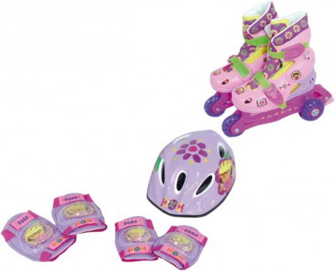 Játékok 0-12 hónaposoknak - Role copii Saica reglabile 35-38 Dora cu protectii si casca in ghiozdan