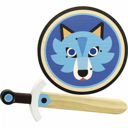 Ajándékok gyerekeknek - Vilac-Scut-si-sabie-din-lemn-Lup