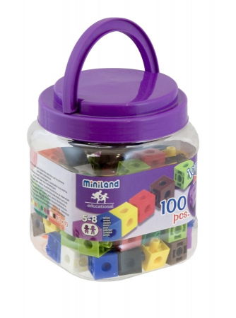 Cuburi de construit - Miniland-Set-100-cuburi-2-cm-Miniland