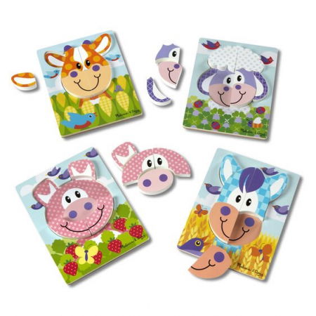 Játékok 3 éves kortól - Melissa-Doug-Set-4-puzzle-Animale-domestice