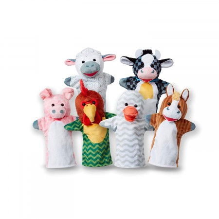 Baba ajándékok - Melissa-Doug-Set-6-papusi-de-mana-Animale-de-la-ferma