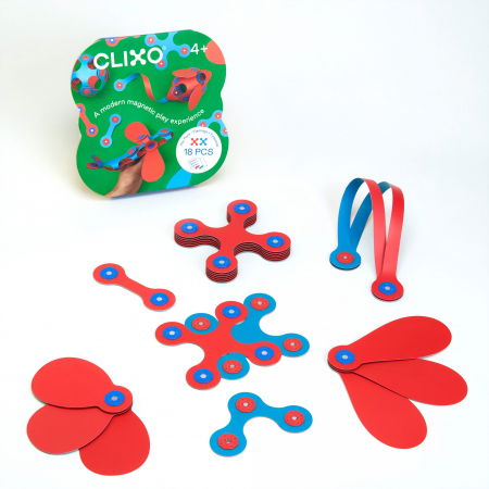 Építő készletek - Clicstoys-Set Clixo de construit cu magnet, Itsy pack Flamingo-Turquoise 18