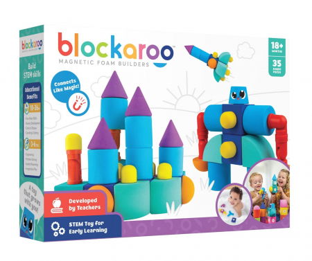 Oktató játékok - Djeco-Set-cuburi-din-spuma-cu-magnet-Blockaroo-Castel-35-piese