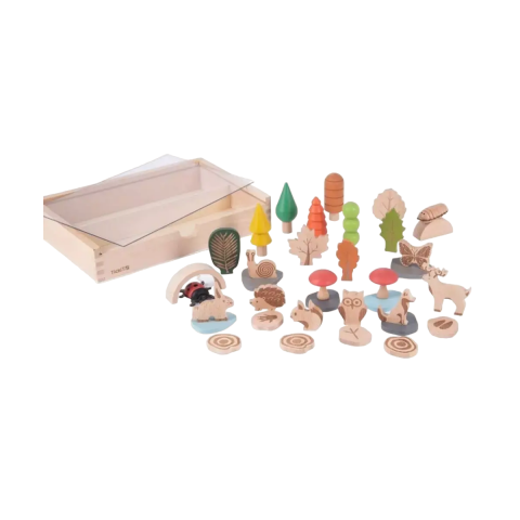 Ajándékok 4 éves gyerekeknek - Set de 37 figurine din lemn pentru activitati educative Padurea