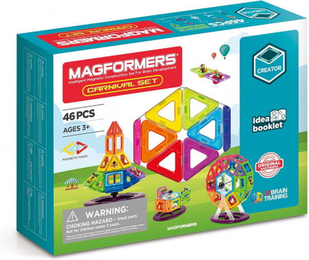 Játékok 3-5 éveseknek - Clicstoys-Set magnetic de construit Magformers, Carnival Plus, 48 piese